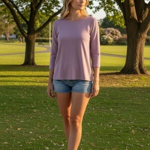 L.L. Bean 100% Supima Cotton 3/4 Sleeve Top